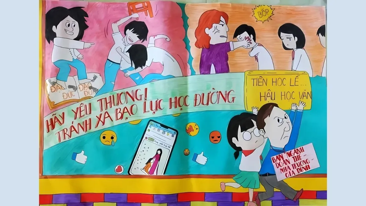 Tải ảnh vẽ tranh phòng chống bạo lực học đường cho bài thuyết trình