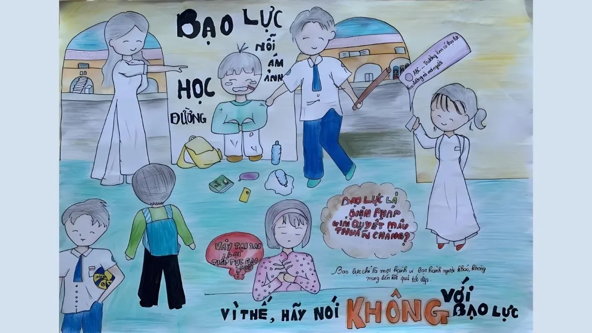 Vẽ tranh phòng chống bạo lực học đường ý nghĩa giáo dục