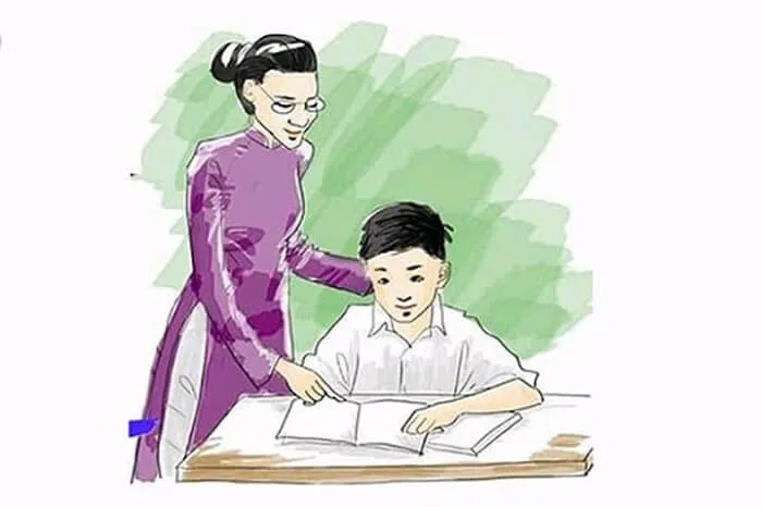 Sự ân cần chỉ dạy của cô giáo là ý tưởng hay cho tranh vẽ