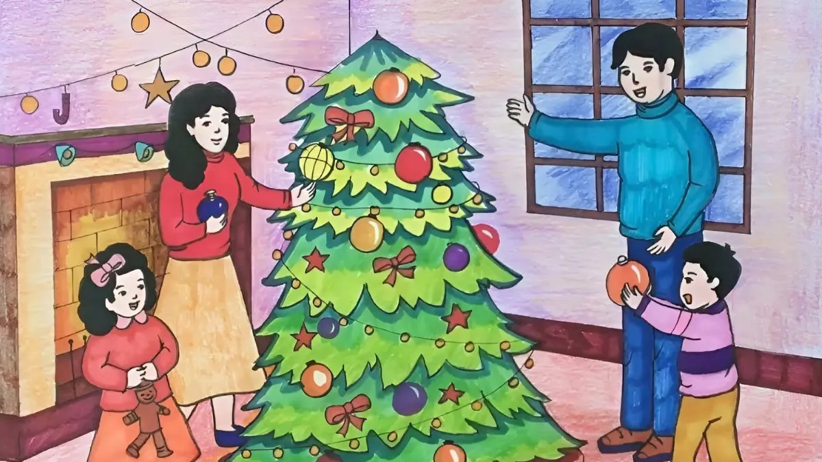Vẽ tranh lễ hội Giáng Sinh