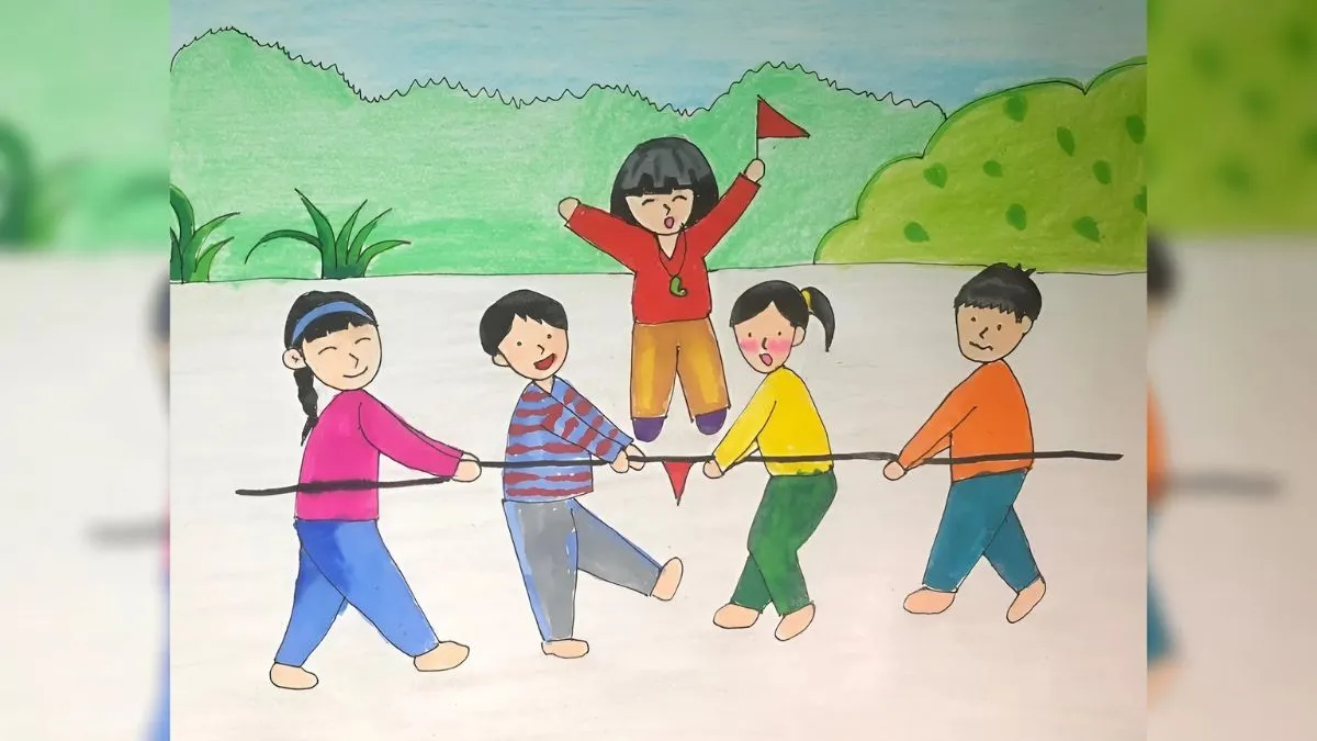 Vẽ tranh lễ hội kéo co 