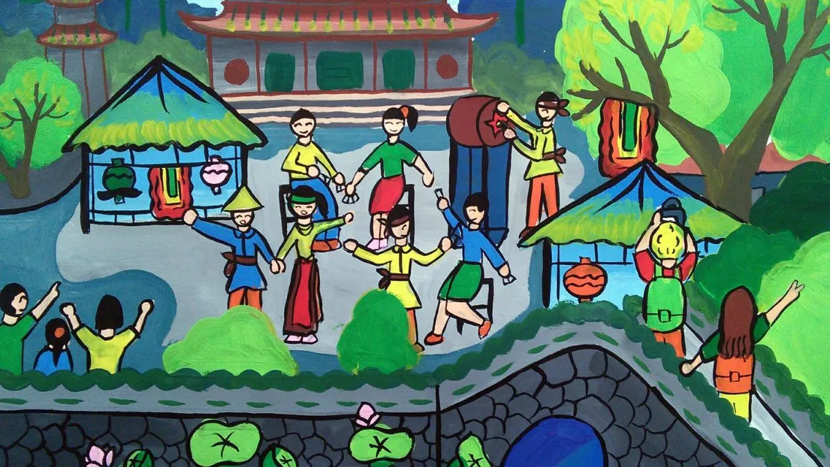 Vẽ tranh lễ hội đơn giản đẹp nhất