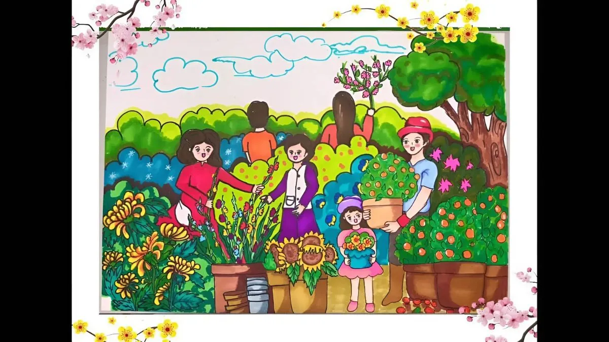 Vẽ tranh lễ hội Tết Nguyên Đán