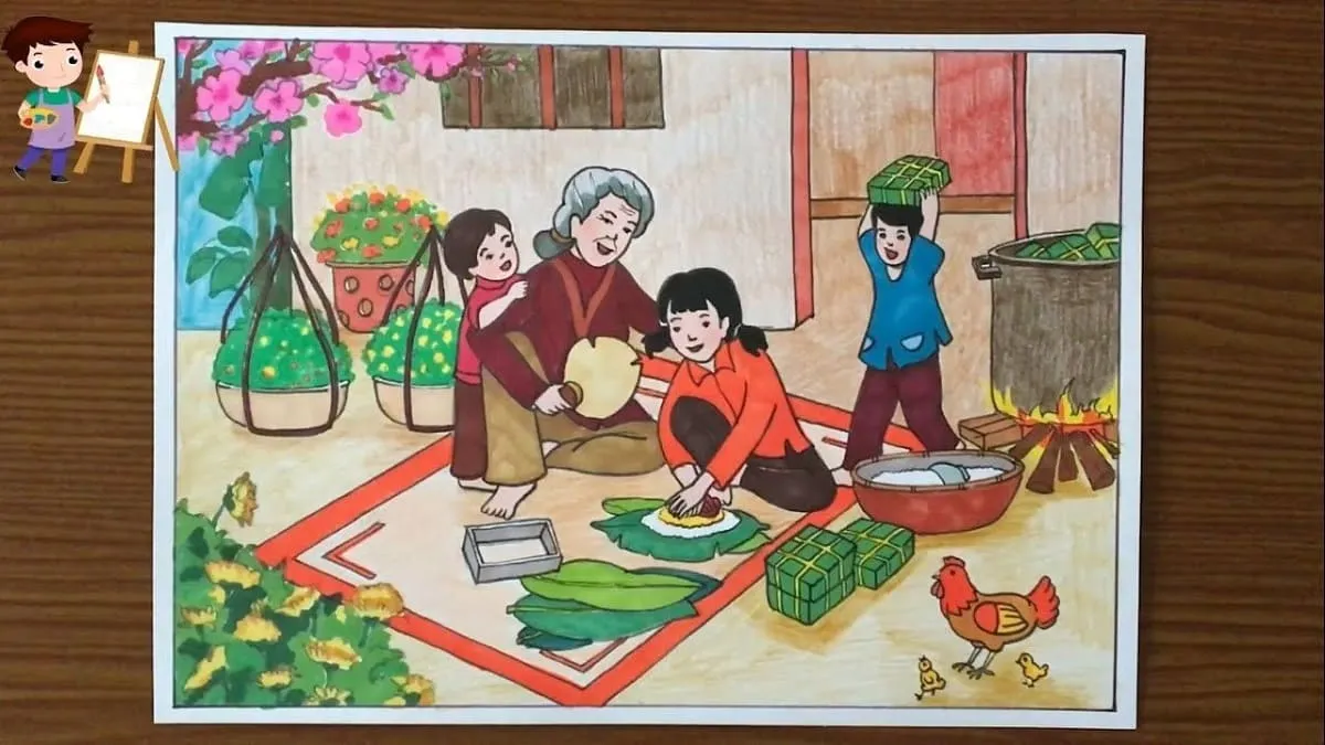 Nét đẹp văn hóa Việt Nam được thể hiện qua những bức tranh ngày Tết