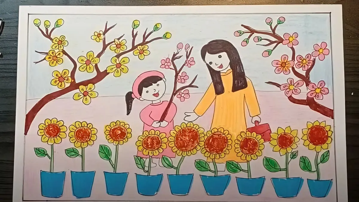 Hướng dẫn tô màu cho bức tranh ngày Tết thêm sinh động và rực rỡ