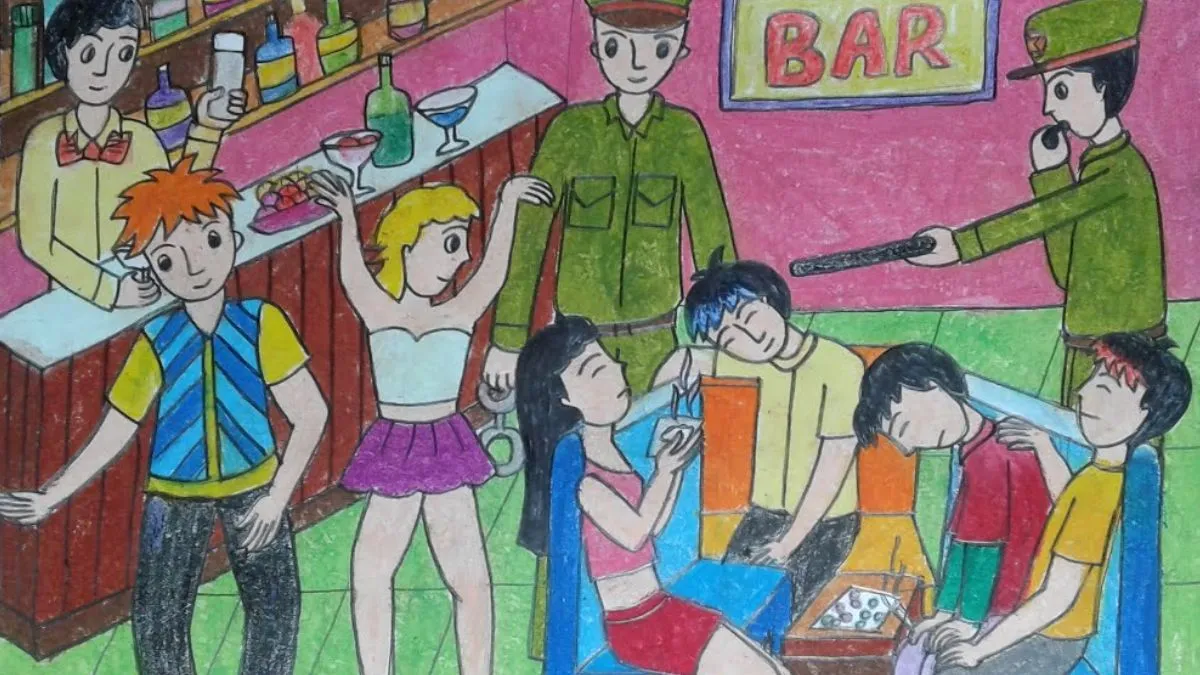 Vẽ tranh tệ nạn xã hội nhức nhối.