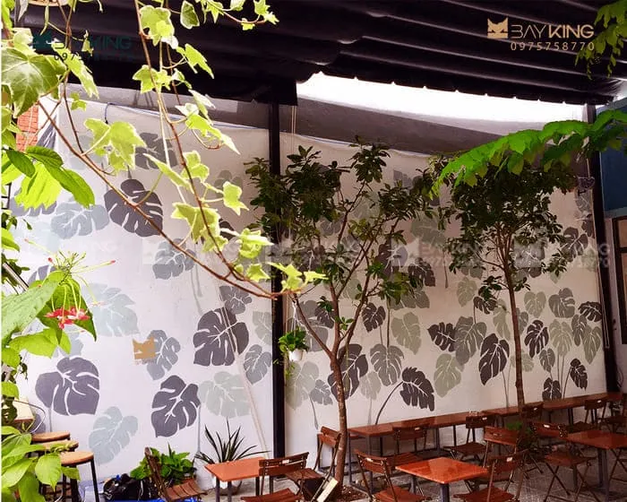 Vẽ tranh tường quán cafe sân vườn