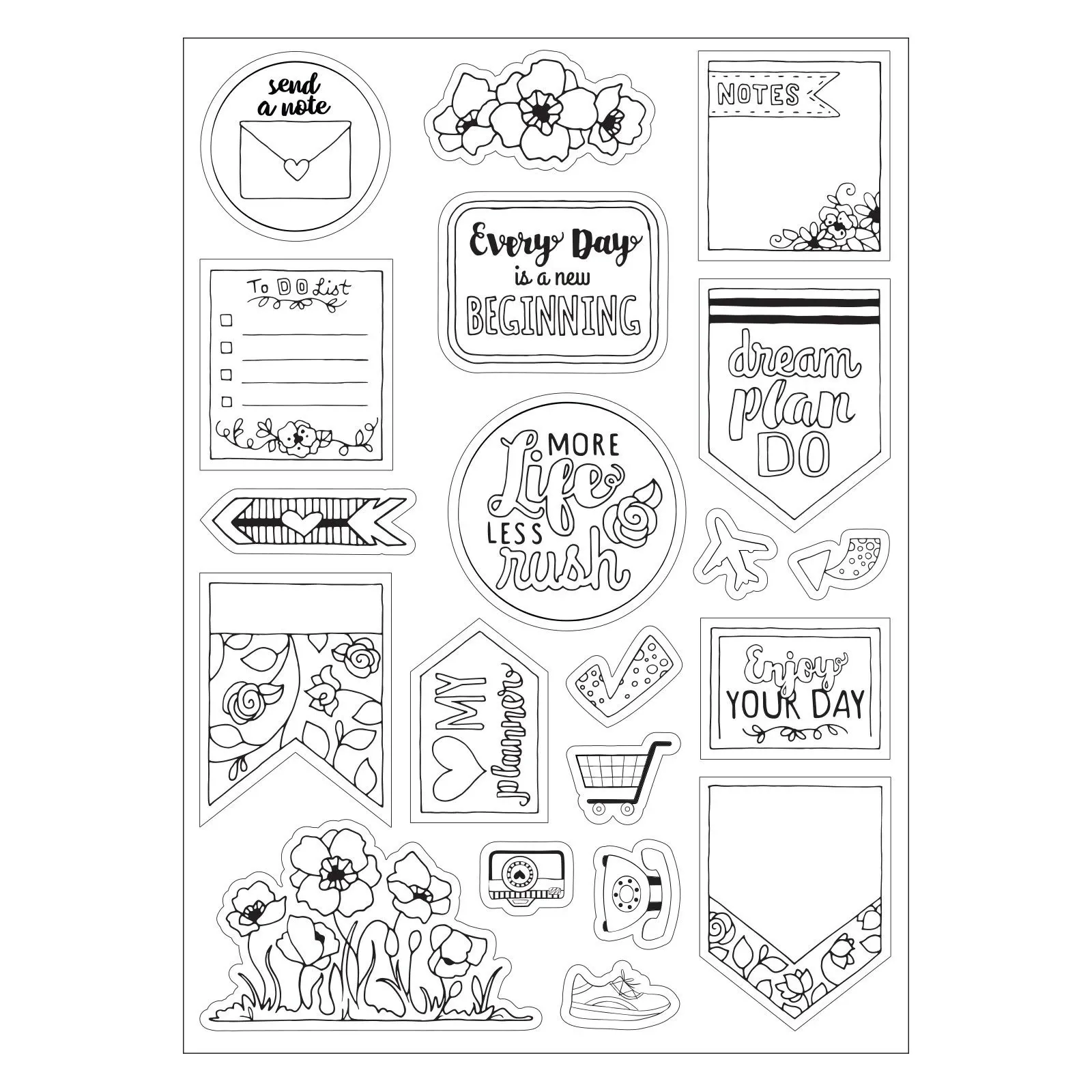 Tranh tô màu sticker cute hình các loại bánh ngọt và đồ ăn vặt dễ thương