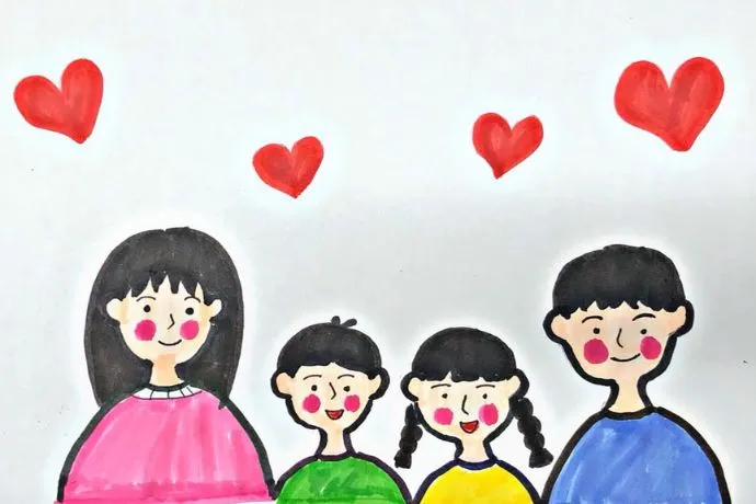 Chân dung gia đình được vẽ bằng nét chì phác thảo
