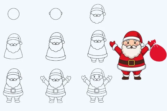 Các bước vẽ ông già Noel đơn giản