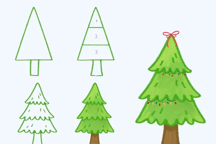 Các bước vẽ cây thông Noel