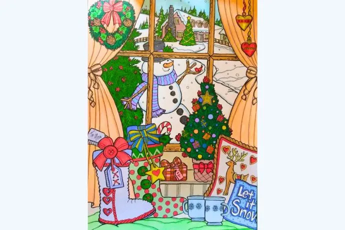 Mẫu tranh vẽ Giáng sinh chim cánh cụt đón Noel