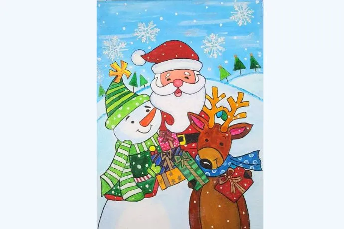 Mẫu tranh vẽ Giáng sinh cận cảnh Ông già Noel