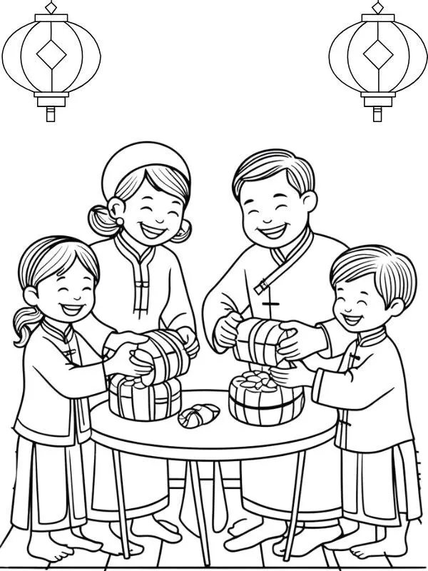 Tranh tô màu ngày Tết ý nghĩa cho bé