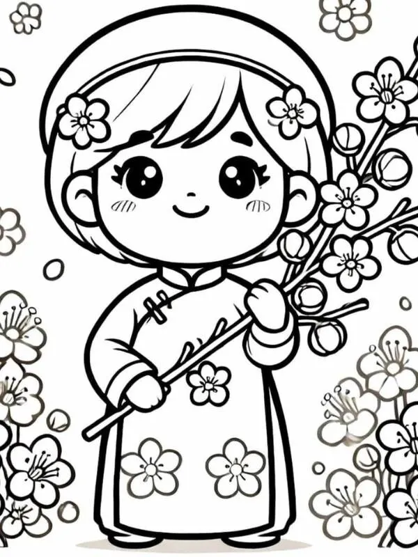 Tranh tô màu không khí sum vầy ngày Tết
