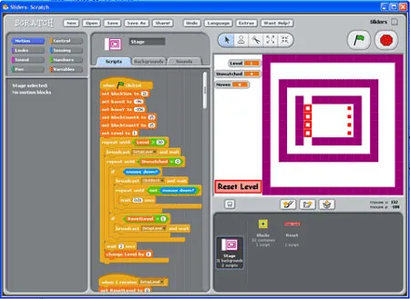 Giao diện phần mềm lập trình Scratch với mèo Scratchy