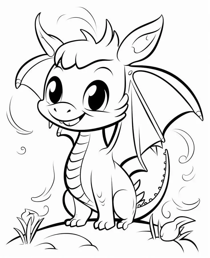 Rồng chibi nhỏ bé đang ngồi khoanh chân suy nghĩ