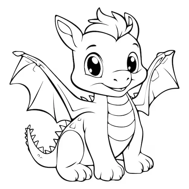 Tranh vẽ rồng chibi đáng yêu đang cầm một bông hoa