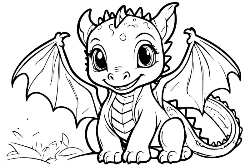 Hình vẽ rồng chibi cute với đôi mắt to tròn