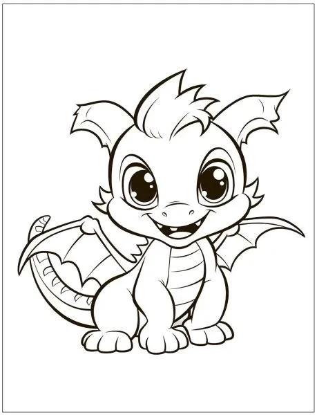 Tranh tô màu rồng chibi với nụ cười tươi tắn