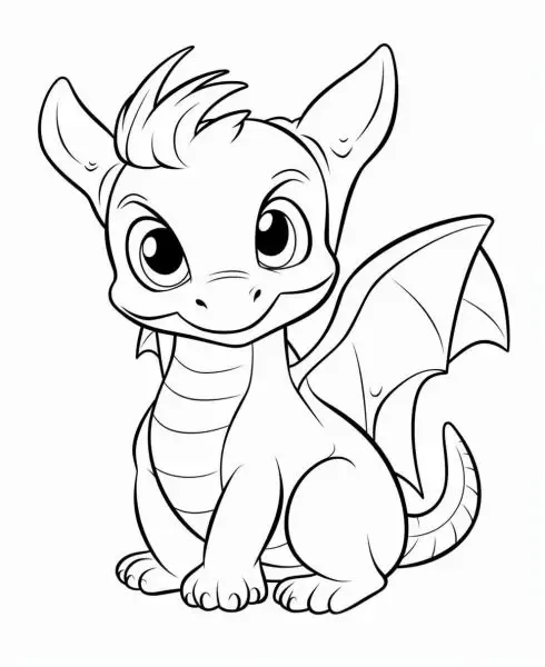 Rồng chibi dễ thương đang vẫy đuôi