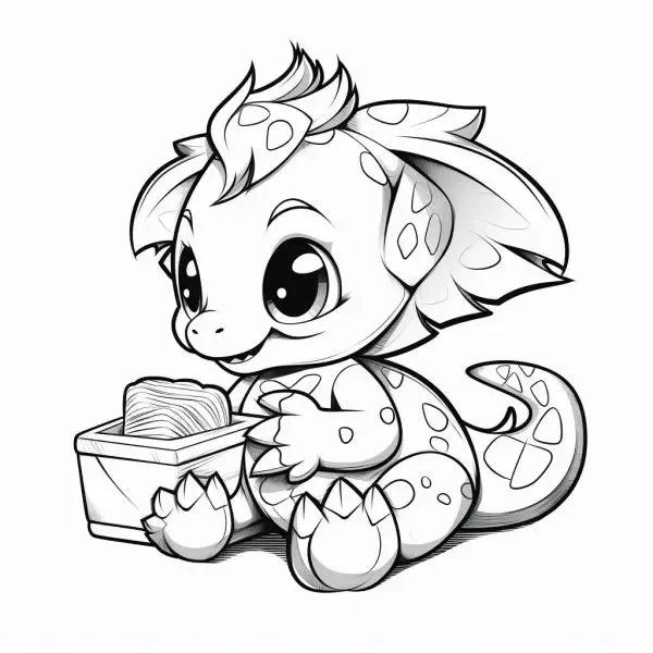 Rồng chibi nhỏ bé đang ôm một trái tim