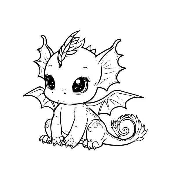 Hình vẽ rồng chibi cute đang thổi bong bóng xà phòng