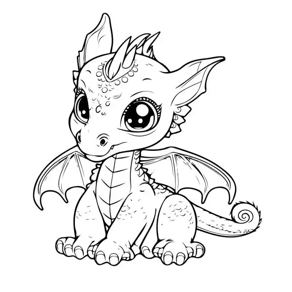 Rồng chibi nhỏ bé đang ngồi trên đỉnh núi