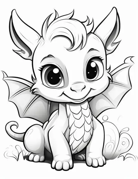 Tranh vẽ rồng chibi đáng yêu đang cầm một chiếc ô