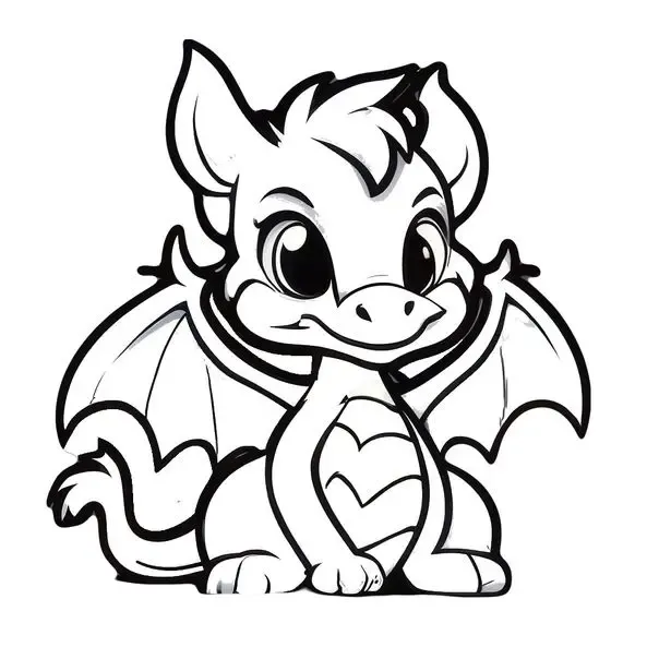 Chú rồng chibi ngộ nghĩnh đang cười với một bông hoa