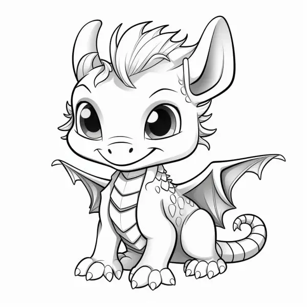 Hình ảnh rồng chibi đáng yêu đang ngồi trên mặt đất