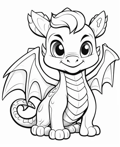 Tranh vẽ rồng chibi cute với biểu cảm vui vẻ