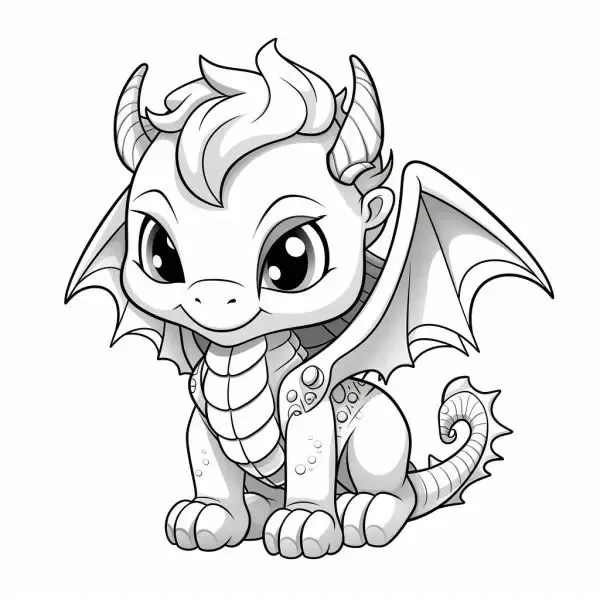 Hình ảnh rồng chibi đáng yêu đang ngồi trên quả cầu