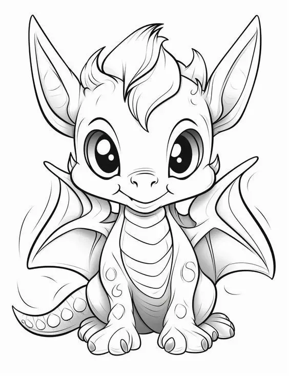 Tranh vẽ rồng chibi cute đang ngồi trên đám mây