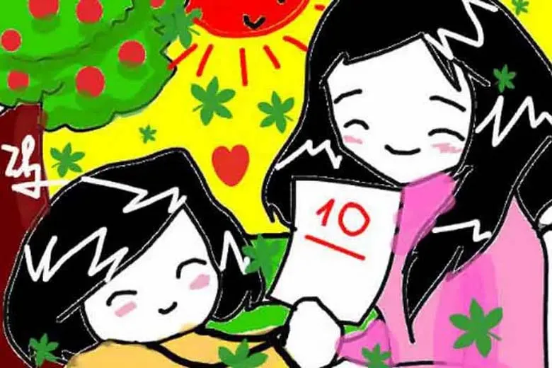 Mẫu tranh 20/11: Cô giáo đang giảng bài và các em học sinh chăm chú nghe