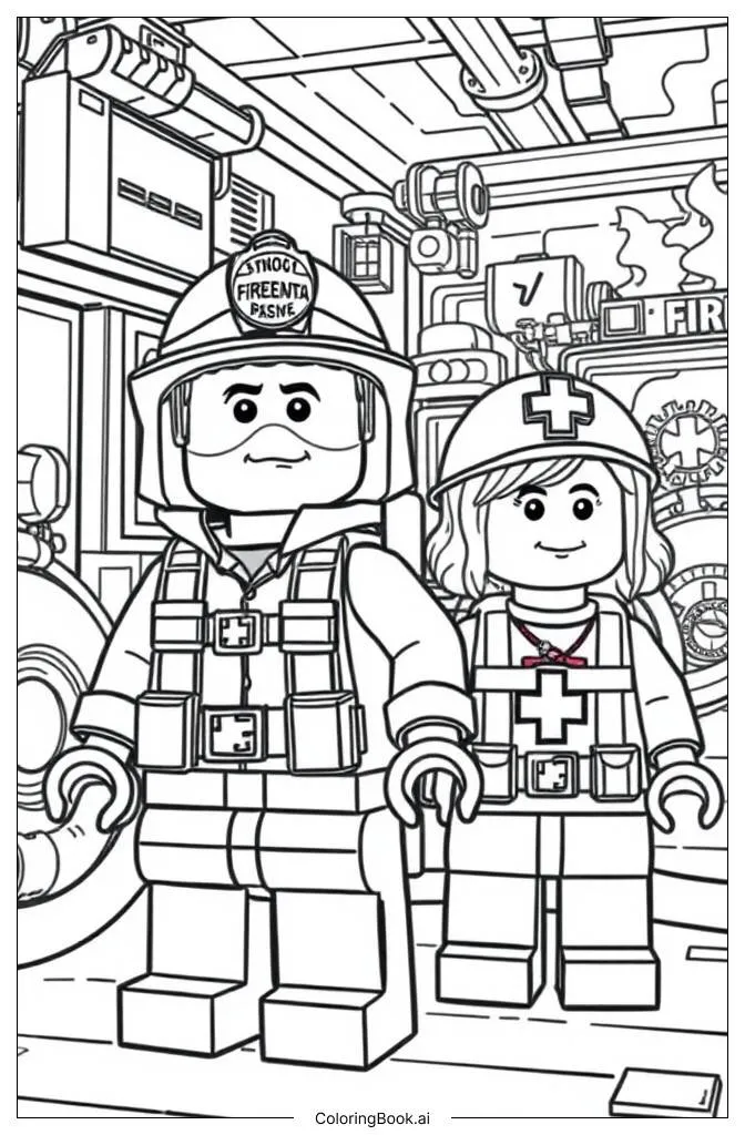 Trang tô màu Trạm Lửa Lego cấp cứu khẩn cấp