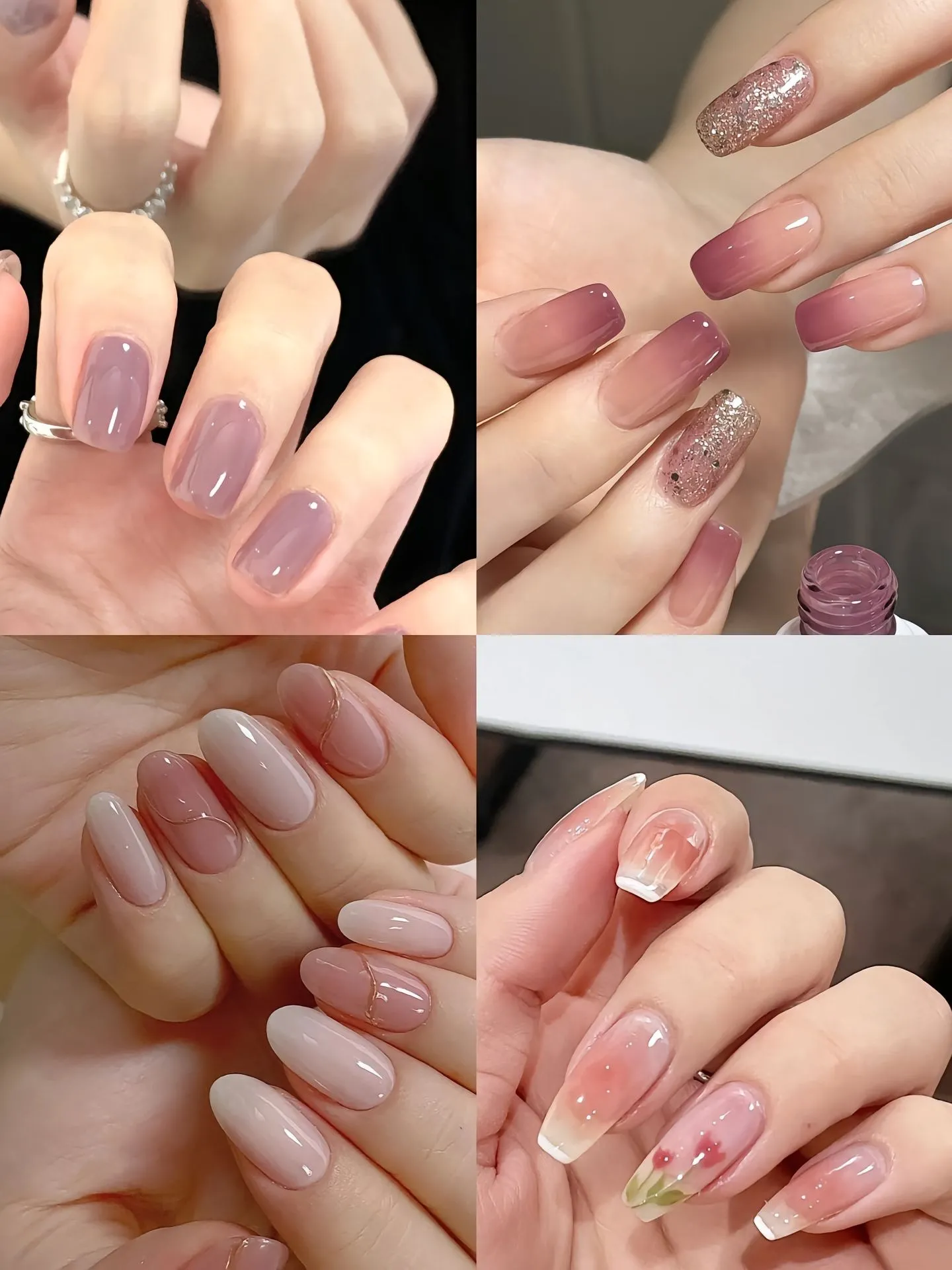 Mẫu nail thạch tím ombre lãng mạn