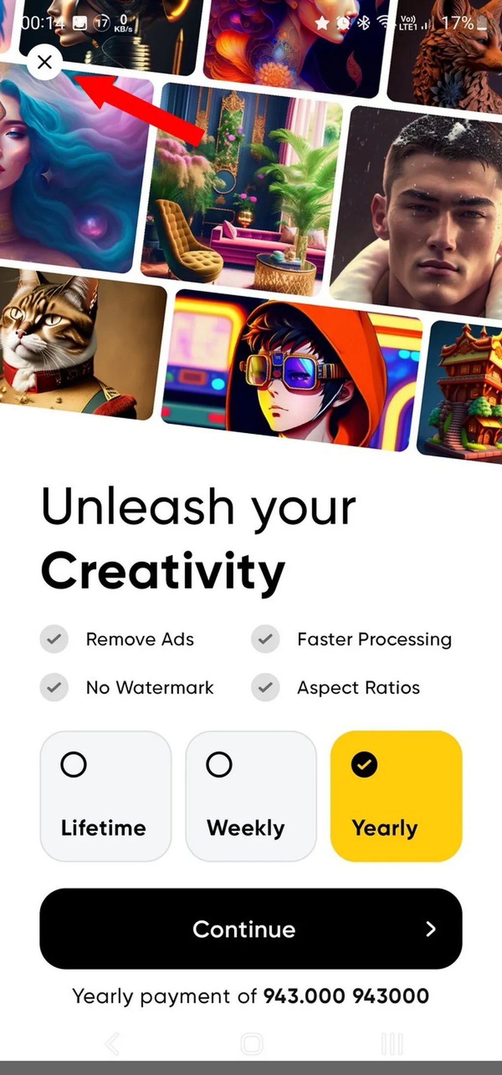 Giao diện khởi động của ứng dụng AI Imagine với nút &quot;Get Started&quot;