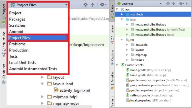 Cấu trúc tệp và thư mục dự án Android Studio