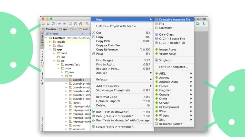Cách tạo tệp Drawable XML trong Android Studio