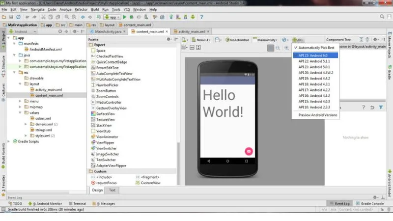 Bước 1: Tạo dự án mới trong Android Studio