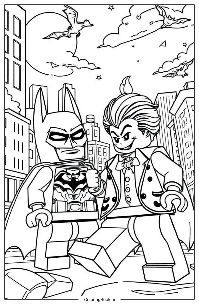 Trang tô màu Lego Batman vs. Joker Showdown