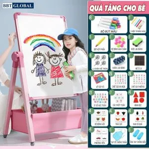 Bảng vẽ 2 mặt từ tính cho bé tập vẽ, mẫu lớn màu hồng và xanh