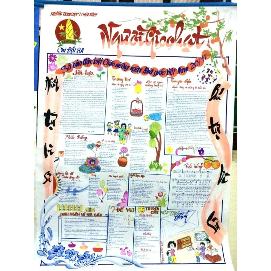 Báo tường 20/11 ví thầy cô là người gieo hạt mầm tài năng