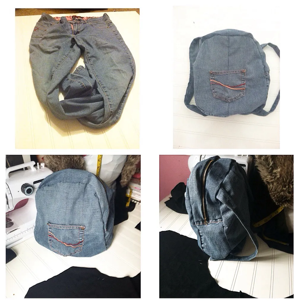Chiếc balo làm từ quần jean