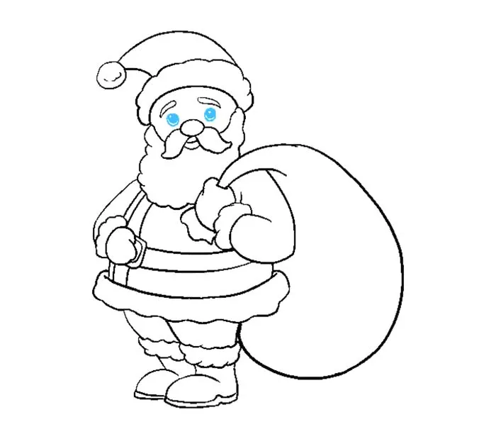 Vẽ mắt, mũi, miệng để hoàn chỉnh khuôn mặt ông già Noel