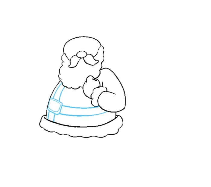 Bước 8 vẽ thắt lưng và khóa thắt lưng cho ông già Noel