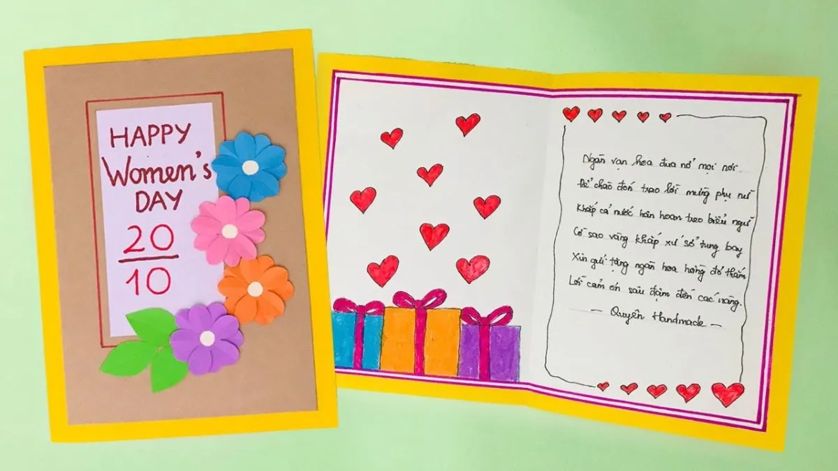 Mẫu thiệp handmade 20/10 đẹp tặng mẹ