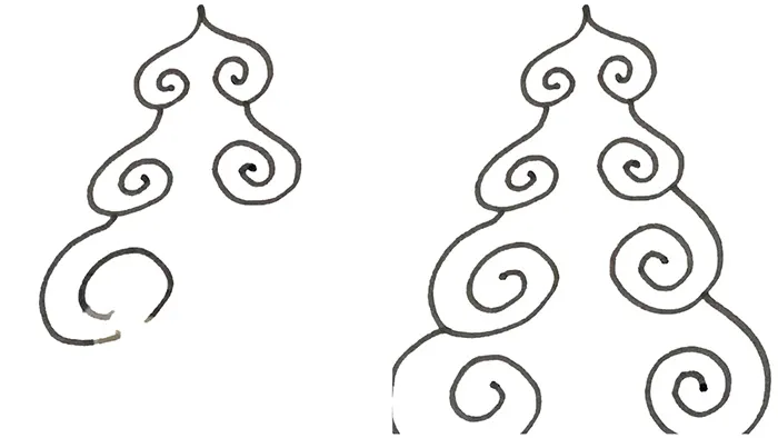 Vẽ cây thông Noel sáng tạo từ các hình trái tim ngược ghép lại