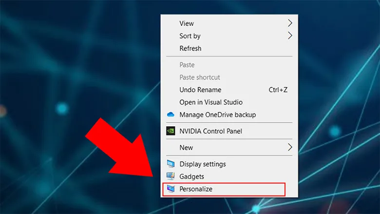 Màn hình cài đặt cá nhân hóa (Personalize) trên Windows 10
